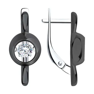 Серьги из серебра с фианитами из серебро