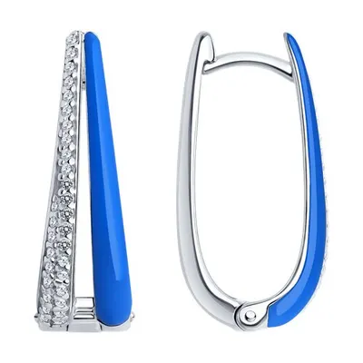 Серьги из серебра с фианитами и эмалью из серебро