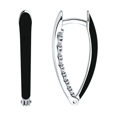 Серьги из серебра с фианитами и эмалью из серебро