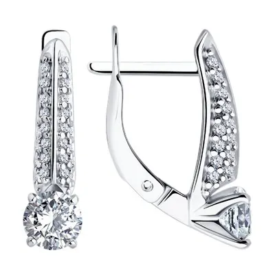 Серьги из серебра с фианитами из серебро