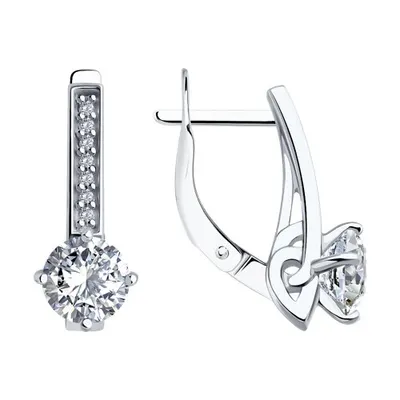 Серьги из серебра с фианитами из серебро
