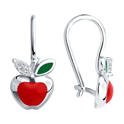 Серьги из серебра с фианитами и эмалью из серебро