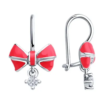 Серьги из серебра с фианитами и эмалью из серебро