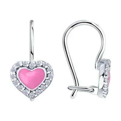 Серьги из серебра с фианитами и эмалью из серебро