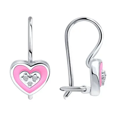 Серьги из серебра с фианитами и эмалью из серебро