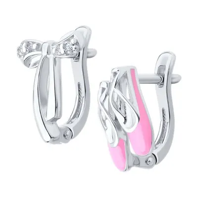 Серьги из серебра с фианитами и эмалью из серебро