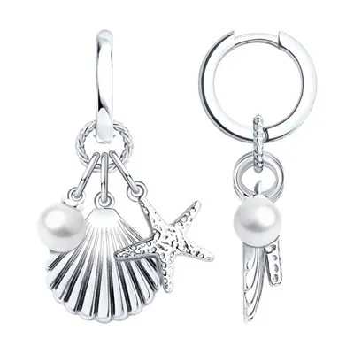 Серьги из серебра с синтетическим жемчугом из серебро