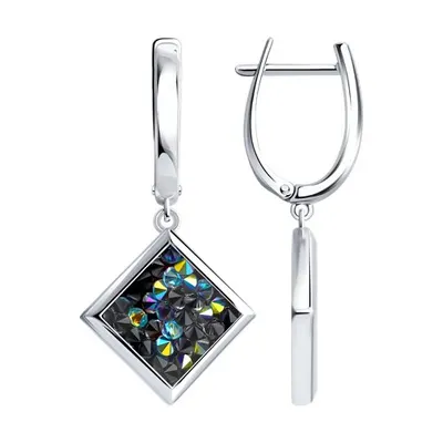 Серьги из серебра с кристальной тканью из серебро