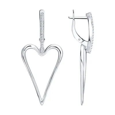 Серьги из серебра с фианитами из серебро