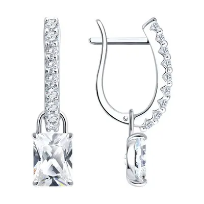 Серьги из серебра с фианитами из серебро