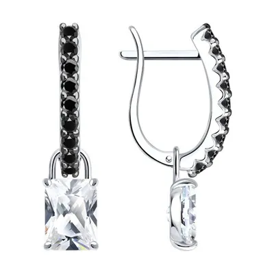 Серьги из серебра с фианитами из серебро