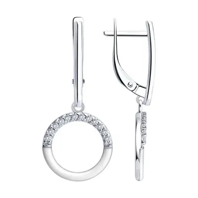 Серьги из серебра с фианитами и эмалью из серебро