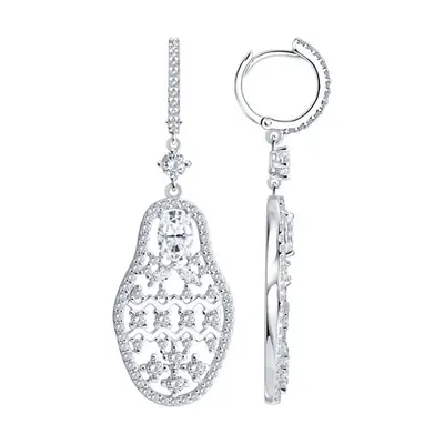 Серьги из серебра с фианитами из серебро