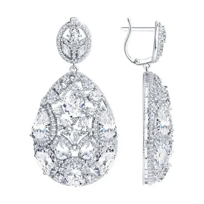 Серьги из серебра с фианитами из серебро