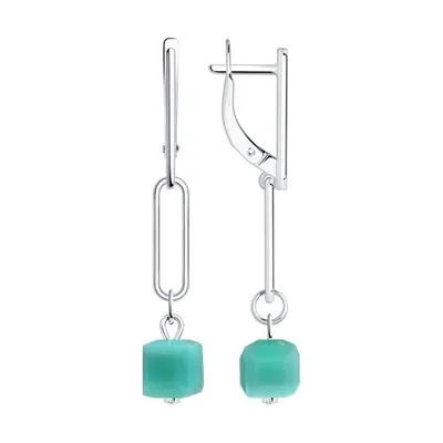 Серьги из серебра со стеклом из серебро