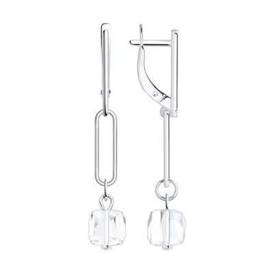 Серьги из серебра со стеклом из серебро