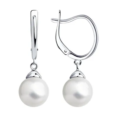 Серьги из серебра с жемчугом из серебро