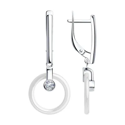 Серьги из серебра с керамическими вставками и фианитами из серебро