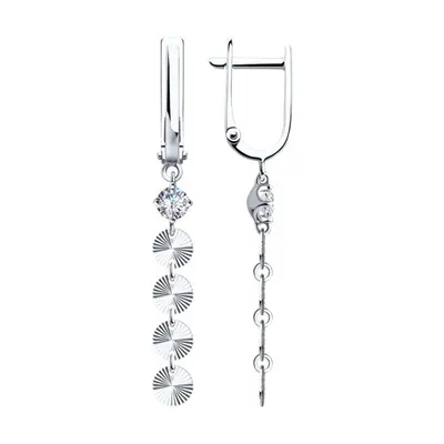 Серьги из серебра с фианитами из серебро