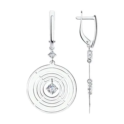 Серьги из серебра с фианитами из серебро