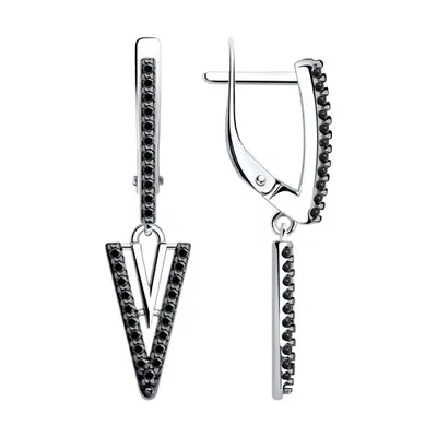 Серьги из серебра с фианитами из серебро