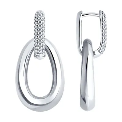 Серьги из серебра с фианитами из серебро