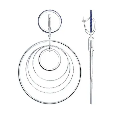 Серьги из серебра с фианитами из серебро