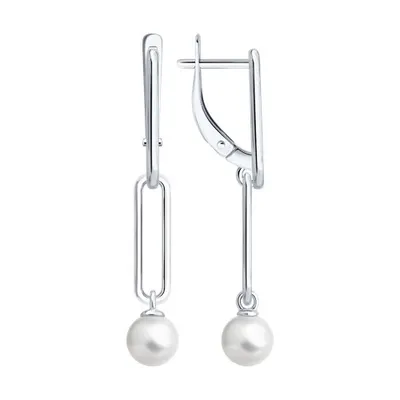 Серьги из серебра с синтетическим жемчугом из серебро