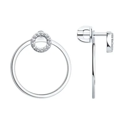 Серьги из серебра с фианитами из серебро