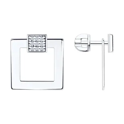 Серьги из серебра с фианитами из серебро