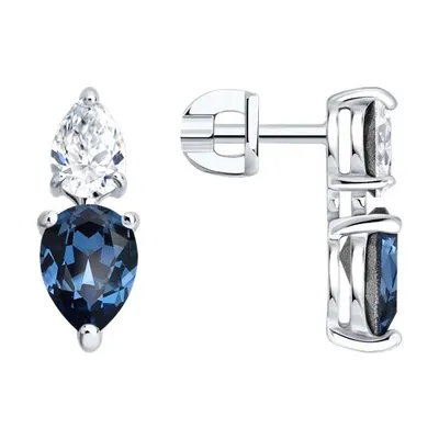 Серьги из серебра с кристаллами из серебро