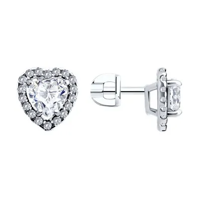 Серьги из серебра с фианитами из серебро