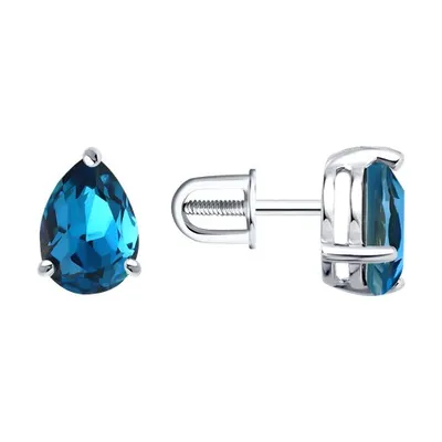 Серьги из серебра с кристаллами из серебро