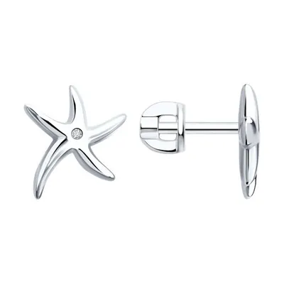 Серьги из серебра с фианитами из серебро