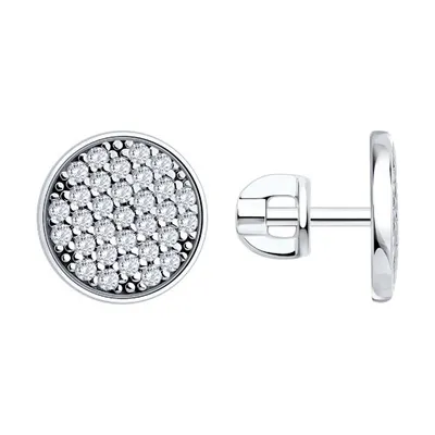 Серьги из серебра с фианитами из серебро