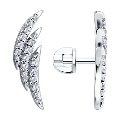 Серьги из серебра с фианитами из серебро