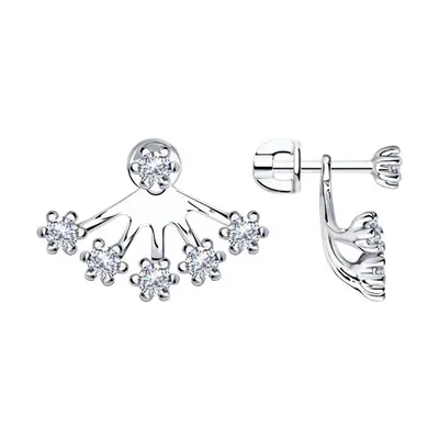 Серьги из серебра с фианитами из серебро