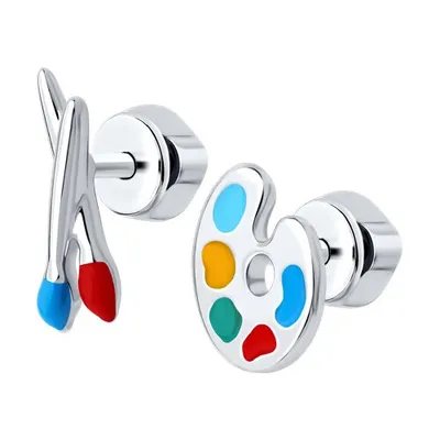 Серьги из серебра с эмалью из серебро