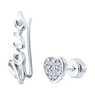 Серьги из серебра с фианитами из серебро