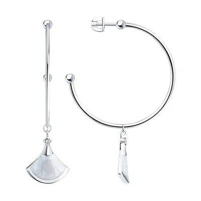 Серьги из серебра с фианитами и эмалью из серебро