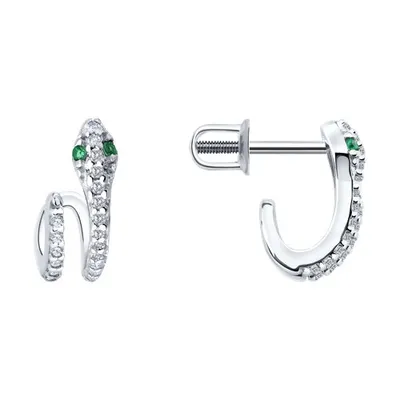 Серьги из серебра с фианитами из серебро