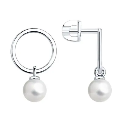 Серьги из серебра с синтетическим жемчугом из серебро