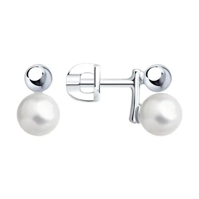 Серьги из серебра с синтетическим жемчугом из серебро