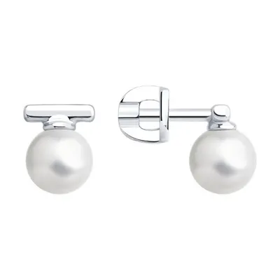 Серьги из серебра с синтетическим жемчугом из серебро