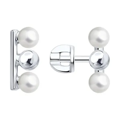 Серьги из серебра с синтетическим жемчугом из серебро