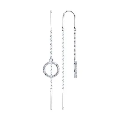 Серьги из серебра с фианитами из серебро
