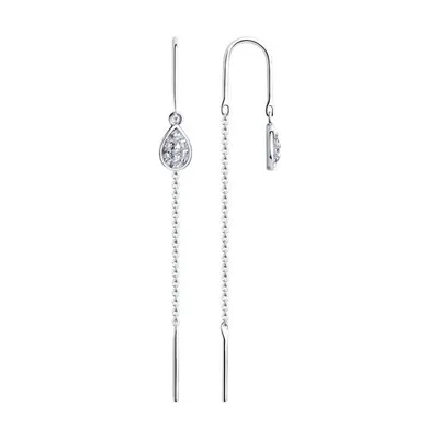 Серьги из серебра с фианитами из серебро