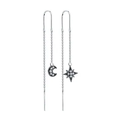 Серьги из серебра с фианитами из серебро