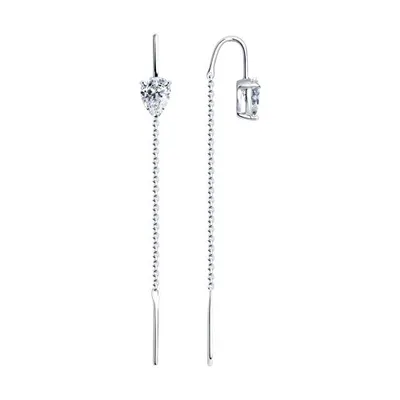 Серьги из серебра с фианитами из серебро