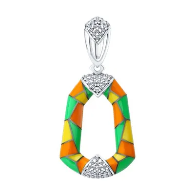 Подвеска из серебра с фианитами и эмалью из серебро